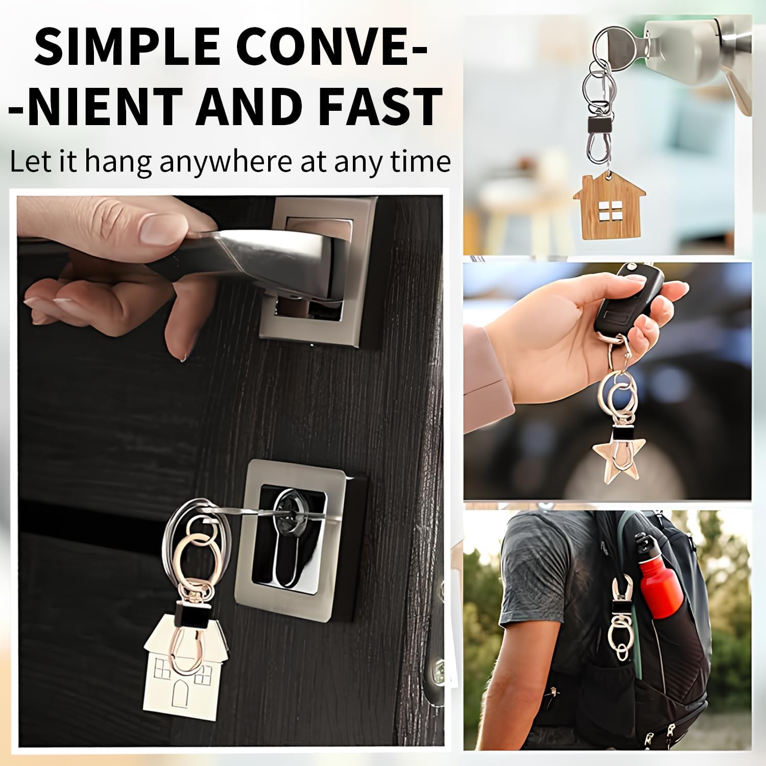3 PCS Keychain Clip,Keyring for Men Women,Leather Key Chain Ring Holder Organizer for Home Car Keys