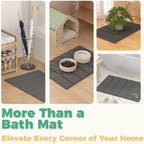 Stone Bath Mat - Non-Slip Foldable Diatomite Bath Mat 23.6 X 15.3”, Super Absorbent & Quick Drying Bathroom Mat | Easy To Clean Shower Floor Mat, Dark Gray