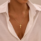 Cross Necklace for Women, Dainty 14K Gold Plated Cross Pendant Simple Long Necklaces for Women, Christian Faith Necklace Trendy Gold Jewelry Gifts for Easter