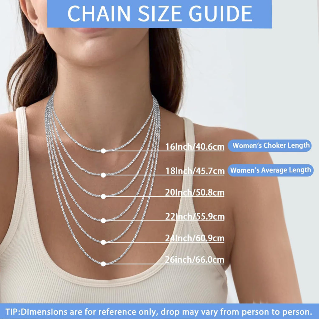 Jewlpire 1.5mm Rope Chain 925 Sterling Silver Chain Necklace for Women, 14K Gold Plated Chain for Women Sturdy Women's Chain Necklaces, 16 18 20 22 24 26 Inch