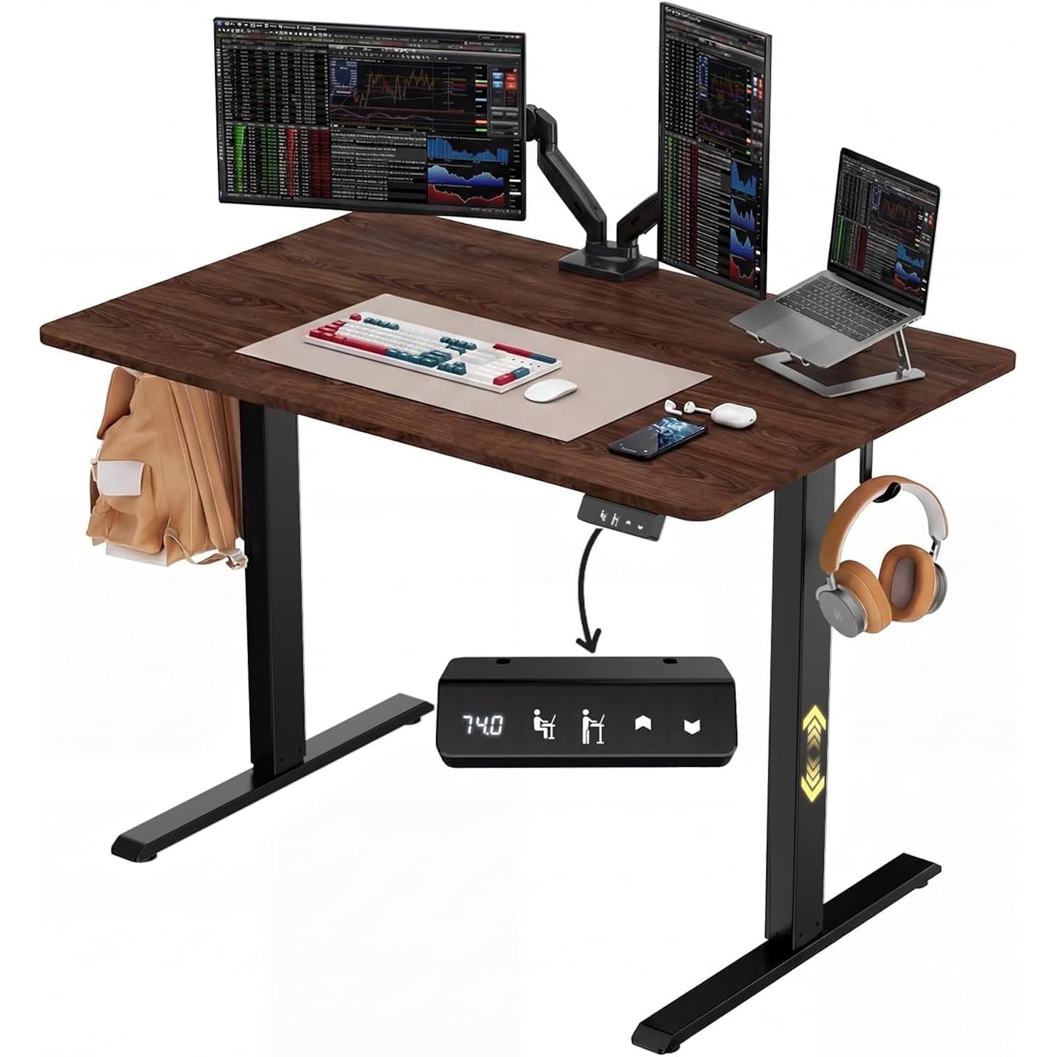 Electric Standing Desk 48" X 24", Height Adjustable 28"-46", Sit Stand Desk With Memory Presets, Smooth & Quiet Motor, Reinforced Frame, Easy Assembly, Ergonomic Home Office Desk