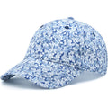 Floral Baseball Cap Cotton Dad Hat Adjustable Print Ball Cap for Women Blue