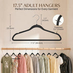 Plastic Hangers 50 Pack, Heavy Duty Plastic Hangers For Clothes - Non-Velvet Slim Hangers With 360° Swivel Hook & Clothes Thin Hanger - Durable Coat Hangars, Space Saving Hanger - Black
