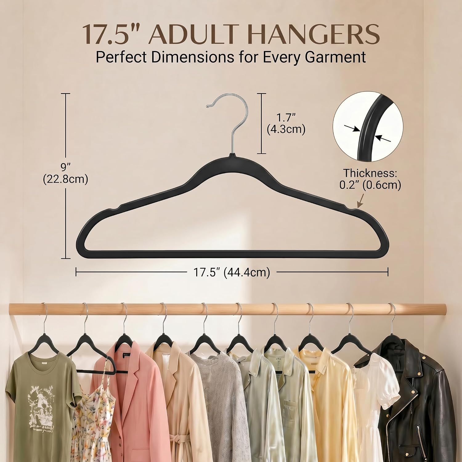 Plastic Hangers 50 Pack, Heavy Duty Plastic Hangers For Clothes - Non-Velvet Slim Hangers With 360° Swivel Hook & Clothes Thin Hanger - Durable Coat Hangars, Space Saving Hanger - Black