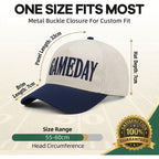 Game Day Hat for Women Men, Vintage Embroidered Football Basketball Cap, Adjustable Baseball Hat Gift World Soccer Cup Fan Blue