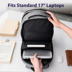 Matein Travel Laptop Backpack, 17 Inch Tsa Approved Carry On Work Bag | College School Bookbag With Trolley Sleeve, Large Business Computer Bag With Anti Theft Pocket, Grey Rucksack For Men Women