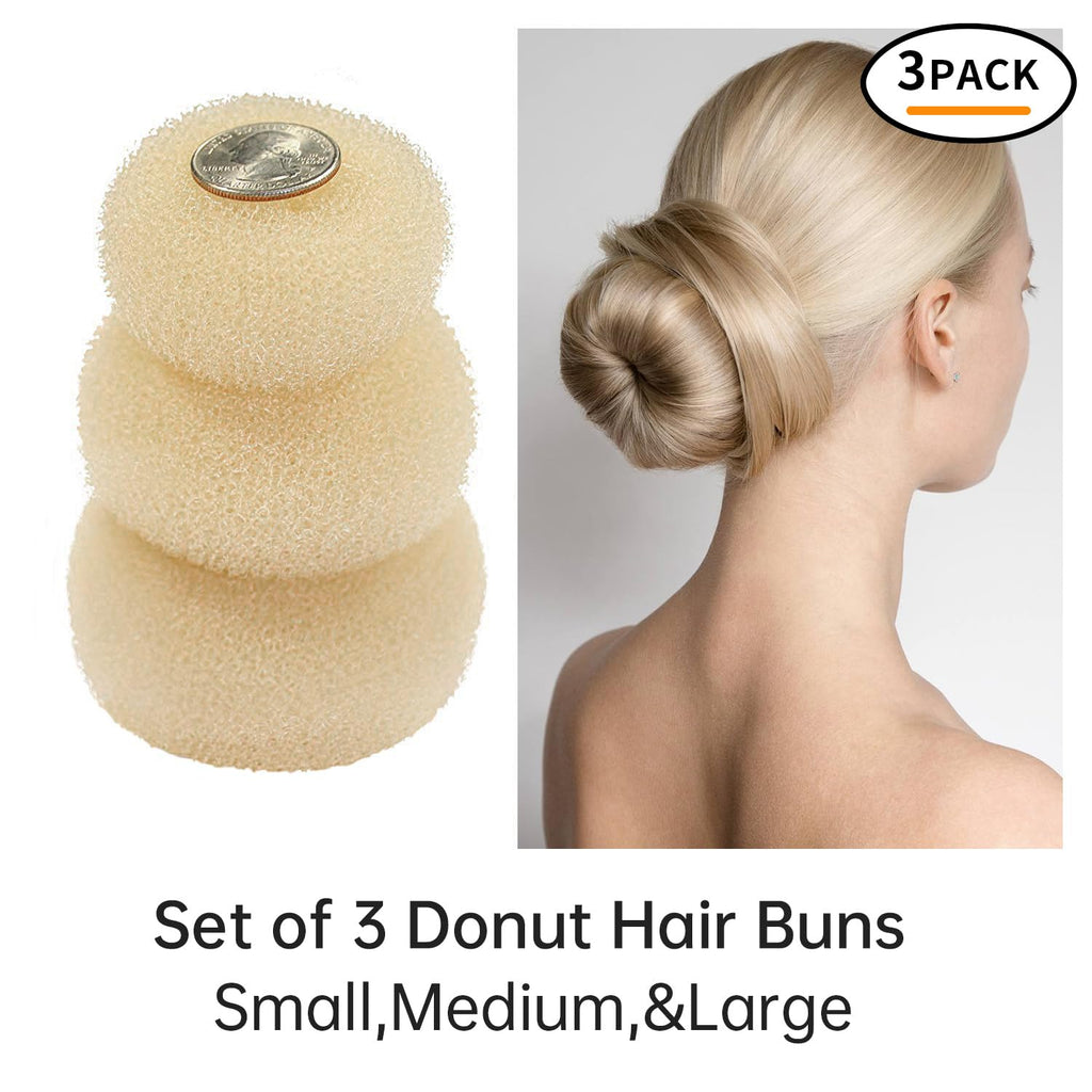 Tsmaddts Donut Bun Maker, Hair Bun Maker Set For Ballet Styling, Washable | Soft Nylon, Hair Donut Shaper, For Daily, Party, Hair Buns For Girl, Women And Dancer, 3 Size Donut Bun With 20Pcs Bobby Pins