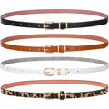 SANSTHS 4 Pack Women Thin Belts for Jeans Dresses Coats Skinny Women Belt with Gold Alloy Buckle
