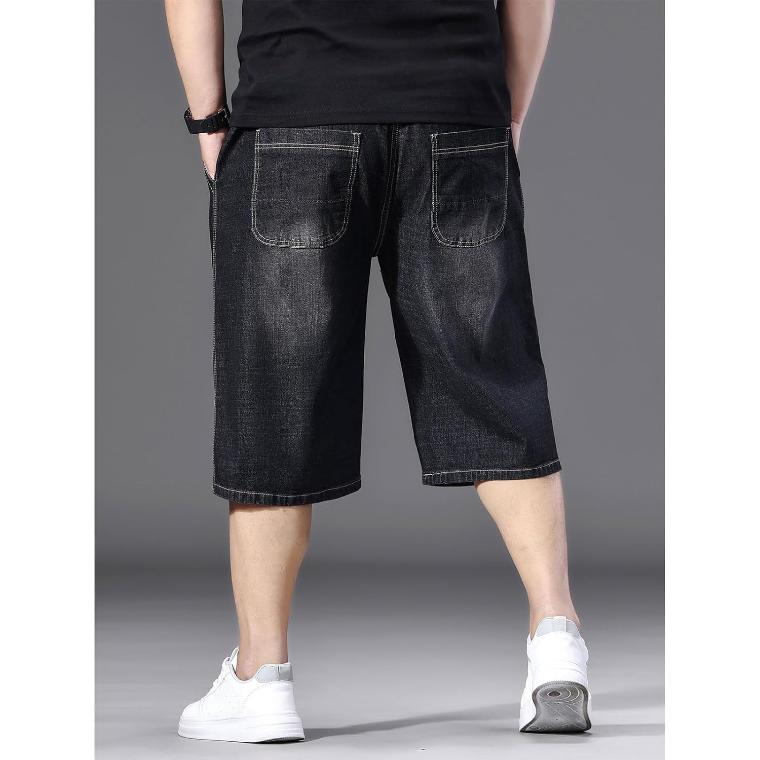 Men'S Big And Tall Jean Shorts Elastic Waisted Baggy Jorts Drawstring Plus Size Relaxed Fit Denim Shorts 2Xl-6Xl