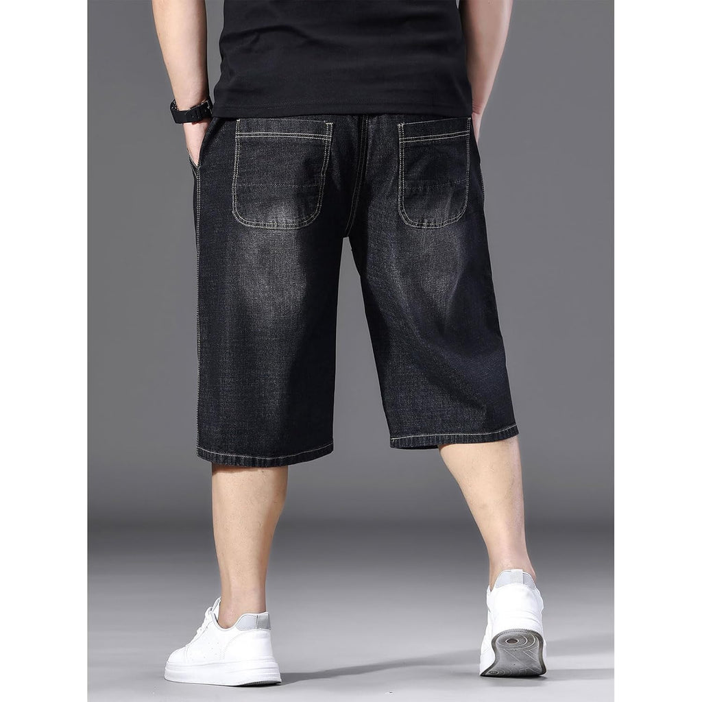 Men'S Big And Tall Jean Shorts Elastic Waisted Baggy Jorts Drawstring Plus Size Relaxed Fit Denim Shorts 2Xl-6Xl
