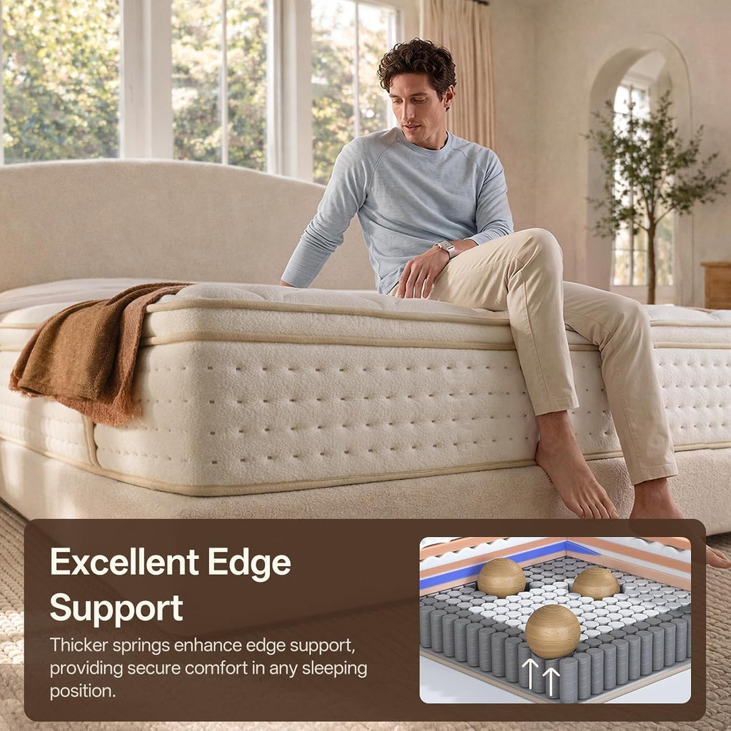 King Size Mattress, 12 Inch King Mattress Cooling Hybrid, Gel Memory Foam & Pocket Coils, Medium Firm, Motion Isolation, Pressure Relief, Certipur-Us (King, Medium Firm)