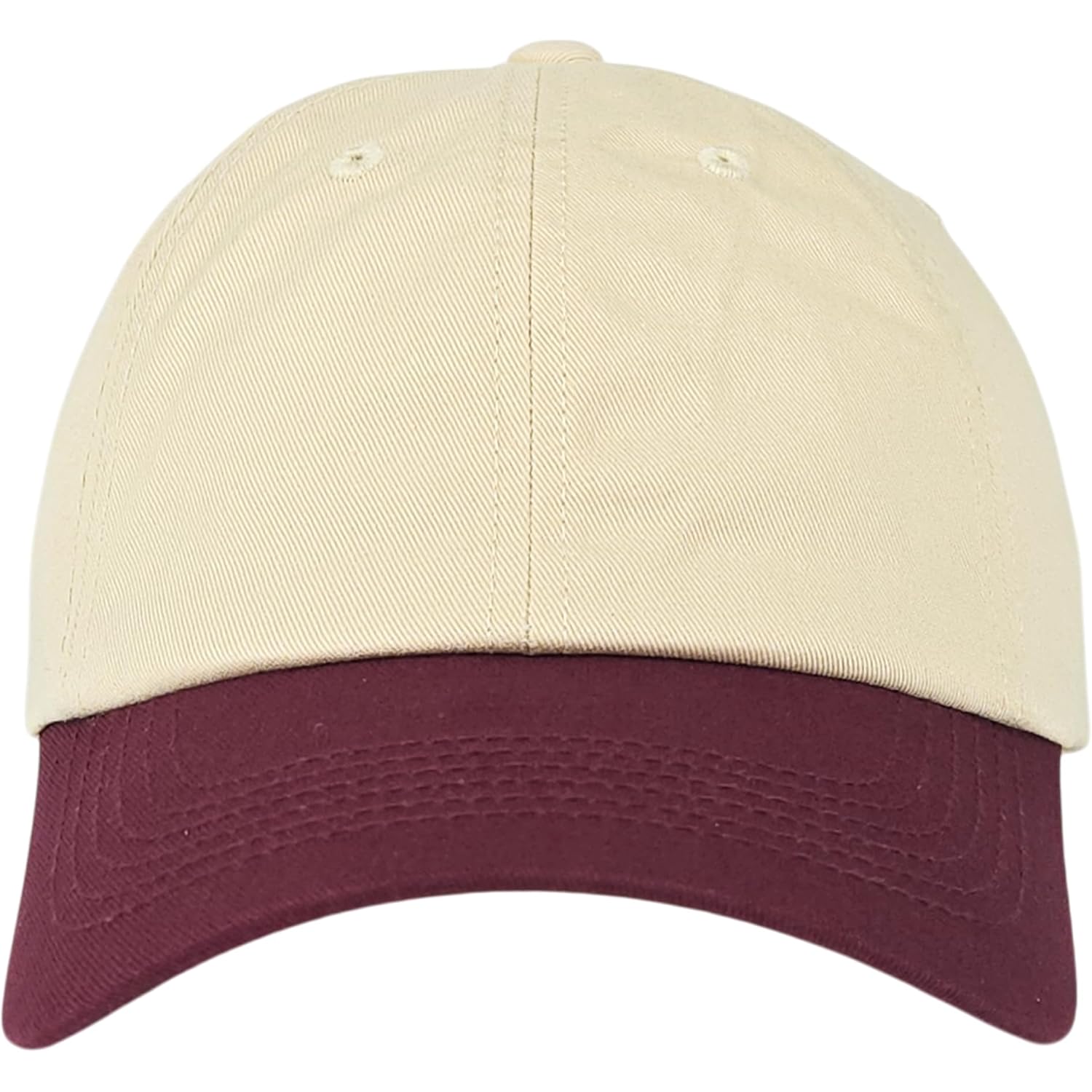 Two Tone Classic Dad Hat – 100% Cotton, Adjustable Metal Buckle Strap, Low-Profile Fit, Baseball Cap Unisex