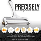Zulay Kitchen Stainless Steel Wire Cheese Slicer - Adjustable Hand Held Cheese Cutter With 2 Extra Wires - Premium Cheese Knife For Mozzarella, Cheddar, Gruyere - Cheese Cutter With Wire (Silver)