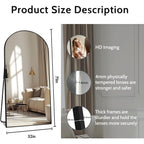 Beauty4U 71" X 32" Arched Full Length Mirror, Hd Tempered Glass Floor Mirror With Black Aluminum Frame, Standing/Leaning/Wall Mounted Mirror For Bedroom, Dressing Room & Living Room