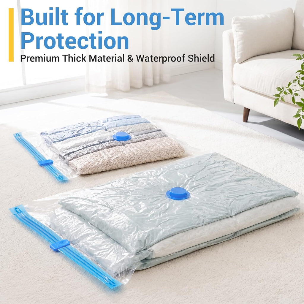 Vacuum Storage Bags With Hand Pump, Plastic Packaging Bags, 80% Space Saver Vacuum Seal Bags For Clothing, Travel Lugggage, Blankets, Comforters, 20 Combo