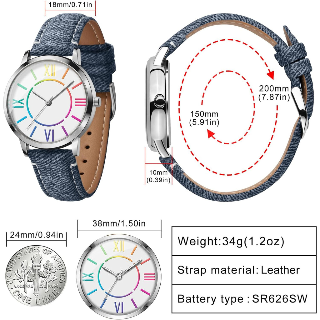 Bisley Fashion Analog Watch For Women Colorful Roman Numerals Watch Waterproof