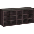 Vasagle Custos Collection - Shoe Bench, Storage Bench With Padded Seat, Entryway Bench With 15 Compartments, For Bedroom, 11.8 X 41.3 X 18.9 Inches, Espresso Brown And Chestnut Brown Ulhs15Br