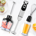 Megawise Pro Titanium Reinforced 5-In-1 Immersion Hand Blender, Powerful Motor With 80% Sharper Blades, 12-Speed Corded Blender, Including 500Ml Chopper, 600Ml Beaker, Whisk And Milk Frother (Black)