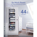Ulg 1 Pack Over Door Organizer With 5 Large And 10 Mesh Side Pockets, 44 Lbs Weight Capacity Hanging Storage With Clear Window Kids Toys, Shoes, Diapers, Dark Grey, 5 Layers