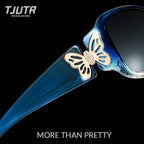 Tjutr Polarized Sunglasses For Women With Wrap Around Butterfly Design, Trendy Jackie-O Style For Uv400 Protection