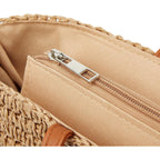 Summer Hand-Woven Straw Shoulder Bags For Women Large Woven Beach Tote Purse Vacation Top Handle Handbags With Tassel