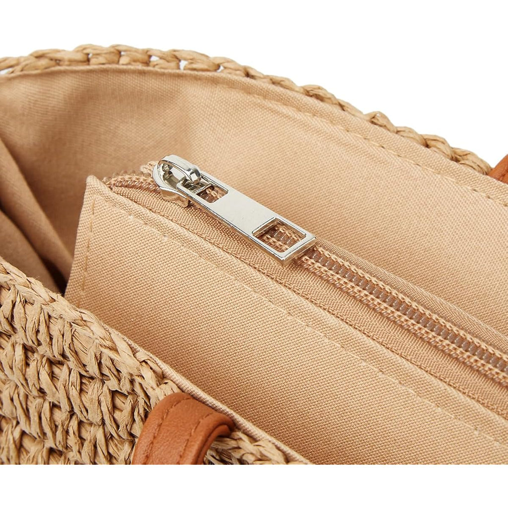 Summer Hand-Woven Straw Shoulder Bags For Women Large Woven Beach Tote Purse Vacation Top Handle Handbags With Tassel