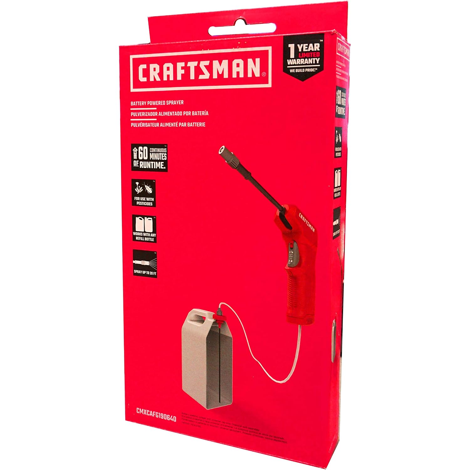 Craftsman Battery Powered Sprayer Wand (Cmxcafg190640) Easily Attaches To Most Ready To Use Chemical Bottles For Gardening, Lawn And Disinfecting