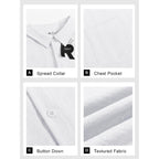 Runcati Mens Button Down Shirts Casual Short Sleeve Shirt Textured Linen Summer Beach Tops With Pocket