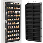 Over The Door Shoe Organizer, Hanging Shoe Rack For Closet Door Shoe Storage For 30 Pairs Sneaker And Boots, Large Shoe Holder For Door With 10 Side Pockets, Space Saving, Black