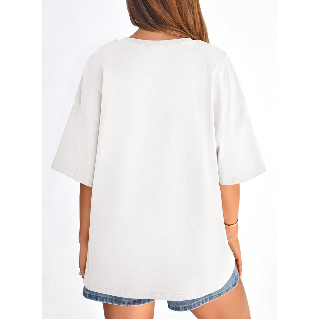 Womens 2026 Spring Going Out Tops Casual Short Sleeve Crewneck Loose Fit Basic Oversized T Shirts Summer Outfits