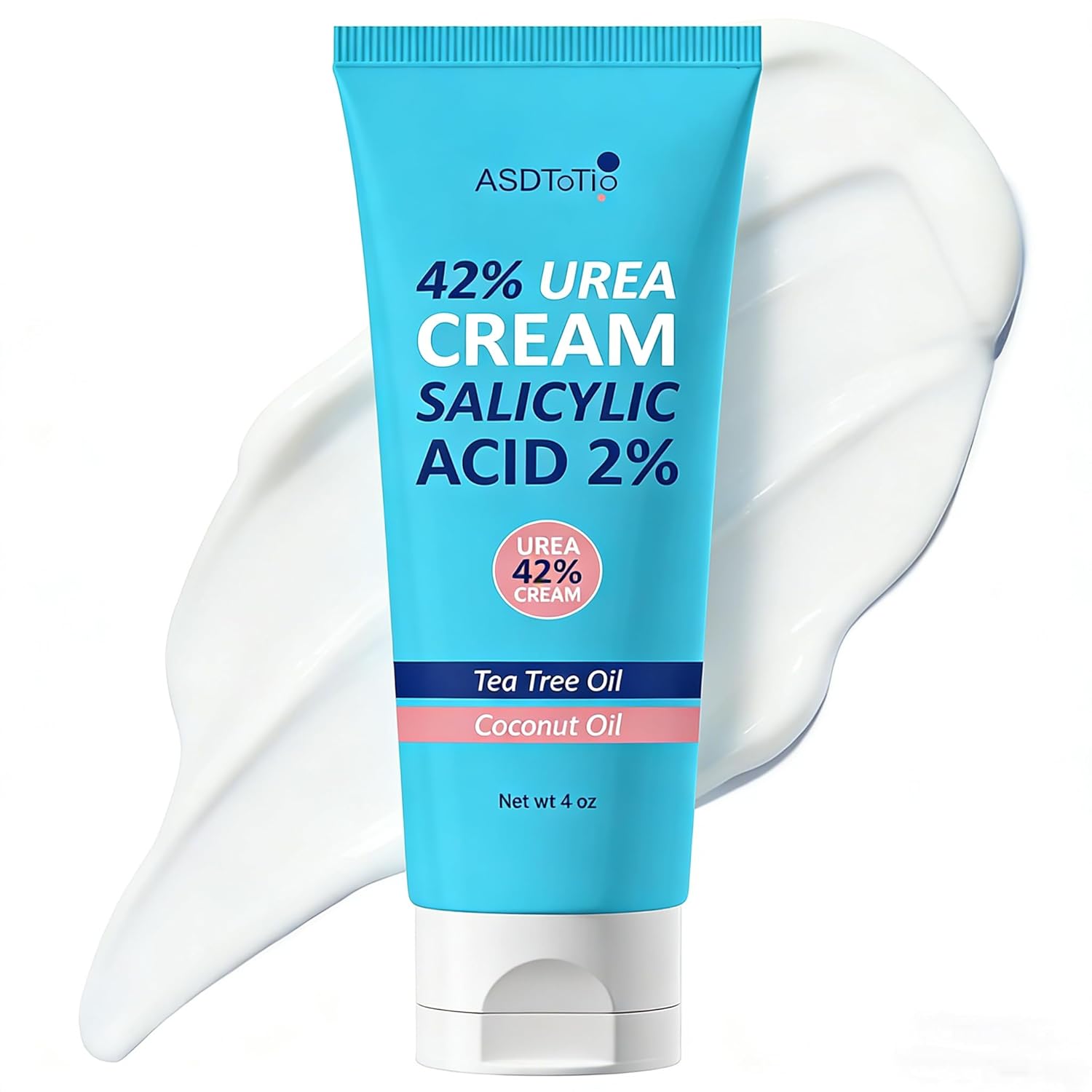 ASDToTio Urea Cream 42% - Foot Care for Dry Cracked Heels, Foot Lotion - With 2% Salicylic Acid, Tea Tree Oil, Shea Butter, Aloe Vera - For Feet, Hands, Heels, Elbows, Knees and More - 4 oz