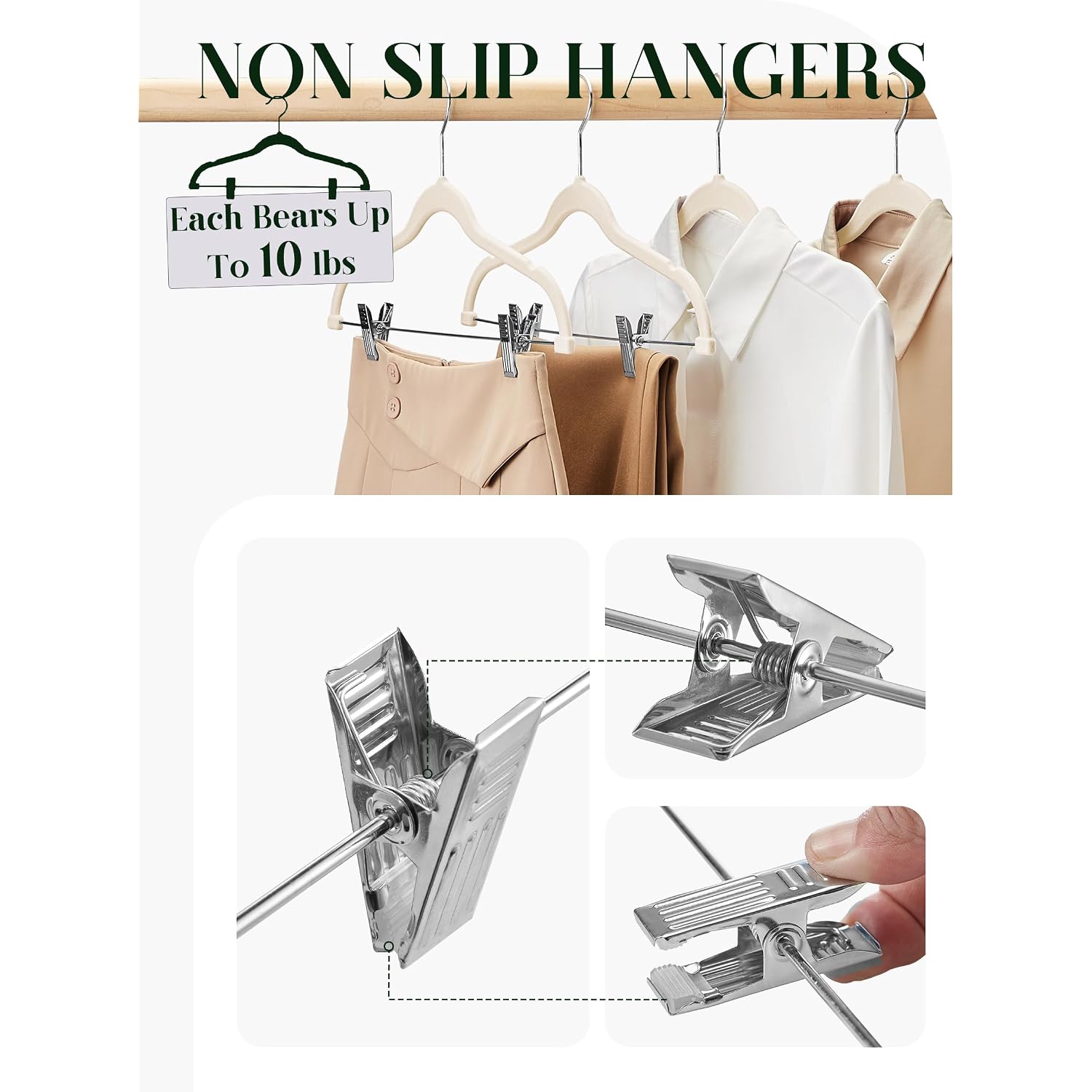 Cozymood Velvet Skirt Hangers - Pack Of 24 - Velvet Hangers With Clips Ultra Thin Non Slip Velvet Pants Hangers Space Saving Clothes Hanger For Trouser, Skirts, Jeans, Dress (Beige)