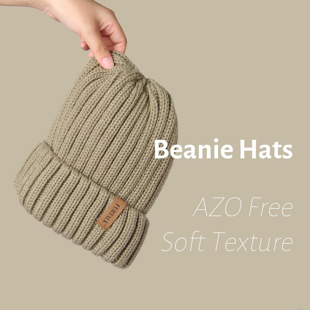 FURTALK Winter Hats for Women Fleece Lined Beanie Knit Chunky Womens Snow Cap Tree Green