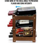 Bamboo Wine Rack, 3-Tier 12 Bottles Wine Storage Cabinet Shelf, Easy-Assembly Freestanding Bamboo Wine Racks Countertop For Kitchen Pantry Dining Room Bar, Walnut