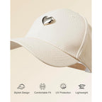 Jeasona Cotton Baseball Cap with 3D Metal Heart Accent - Adjustable, Chic & Minimalist Dad Hat for Hiking & Casual Wear