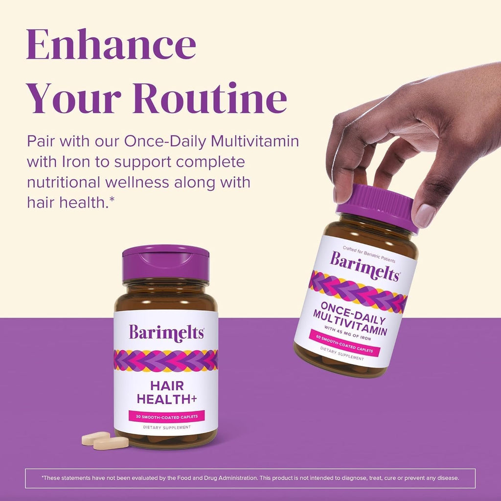Barimelts Hair Health+ – Helps Reduce Hair Thinning For Glp-1 Users Or Bariatric Patients – Hair Growth Supplement With Clinically Studied Anagain™ Nu And Keratin – 1-Month Supply