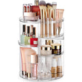 Masirs 360 Rotating Makeup Organizer Countertop - Adjustable Shelf Height - The Perfect Round Spinning Cosmetic Organizer For Bedroom Dresser Or Vanity Countertop Storage (Clear)
