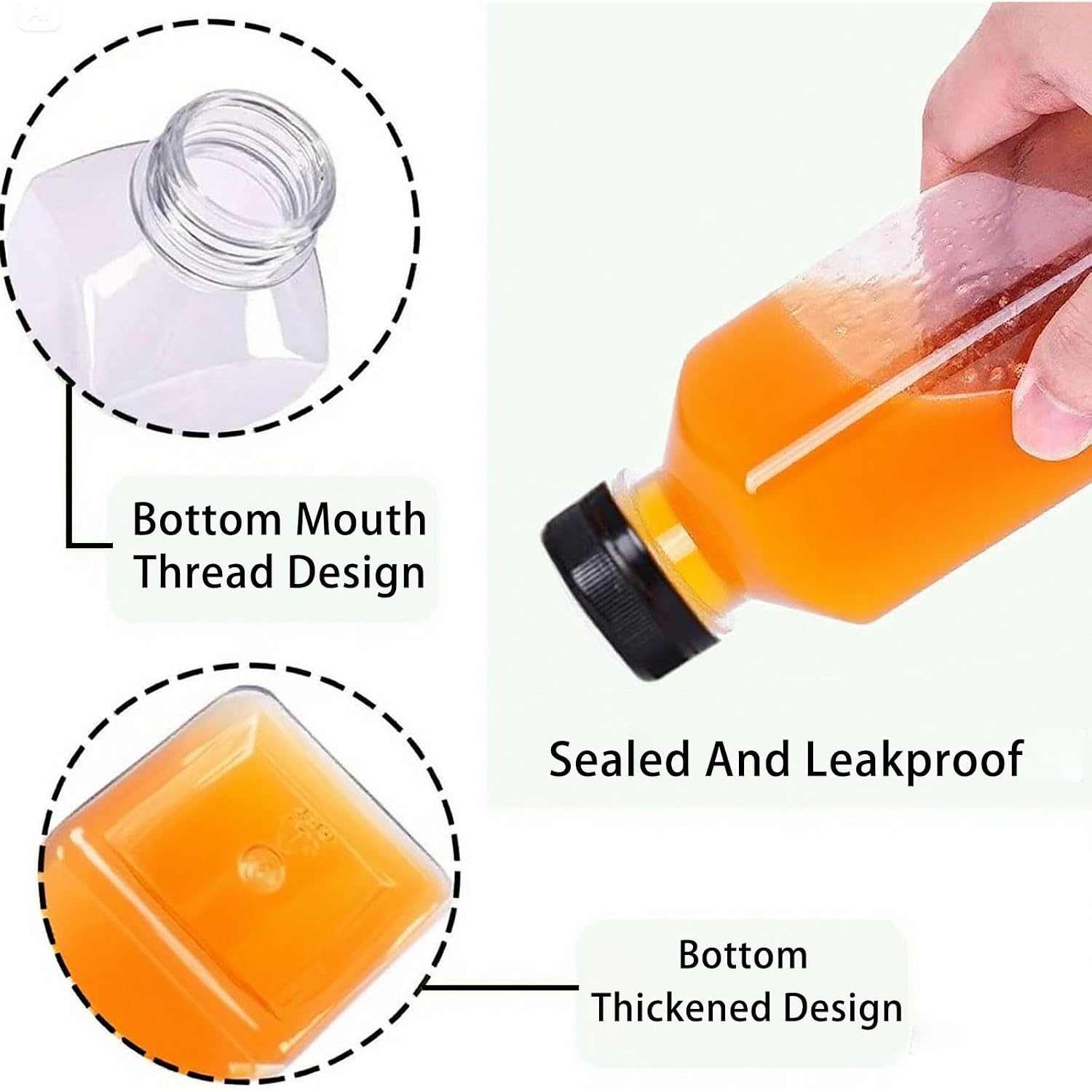 Plastic Juice Bottles With Caps 10Pcs 12Oz, Reusable Juice Containers With Black Tamper-Evident Lids, Clear Bottles For Juicing, Milk, Smoothie Bottle, Drinking With 10 Labels, Brush And Funnel