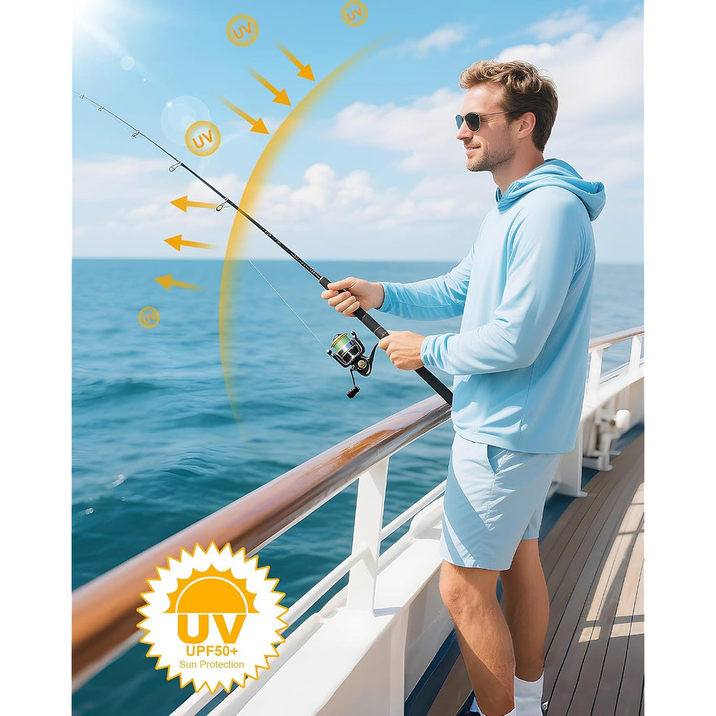 Runhit Upf 50+ Fishing Shirts For Men Long Sleeve Sun Protection Hoodie Lightweight Outdoor Workout Hiking Running Rash Guard