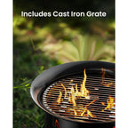 Large Propane Fire Pit 19 Inch, Gas Fire Pit With Grill Grate, Folding Legs, Hose Hooks, Propane Tank Holder, Cover & Carry Strap, Portable Outdoor Fire Pit For Camping, 58,000 Btu