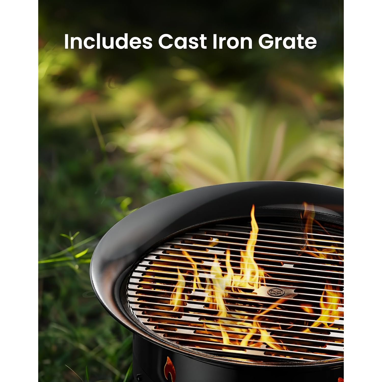 Large Propane Fire Pit 19 Inch, Gas Fire Pit With Grill Grate, Folding Legs, Hose Hooks, Propane Tank Holder, Cover & Carry Strap, Portable Outdoor Fire Pit For Camping, 58,000 Btu