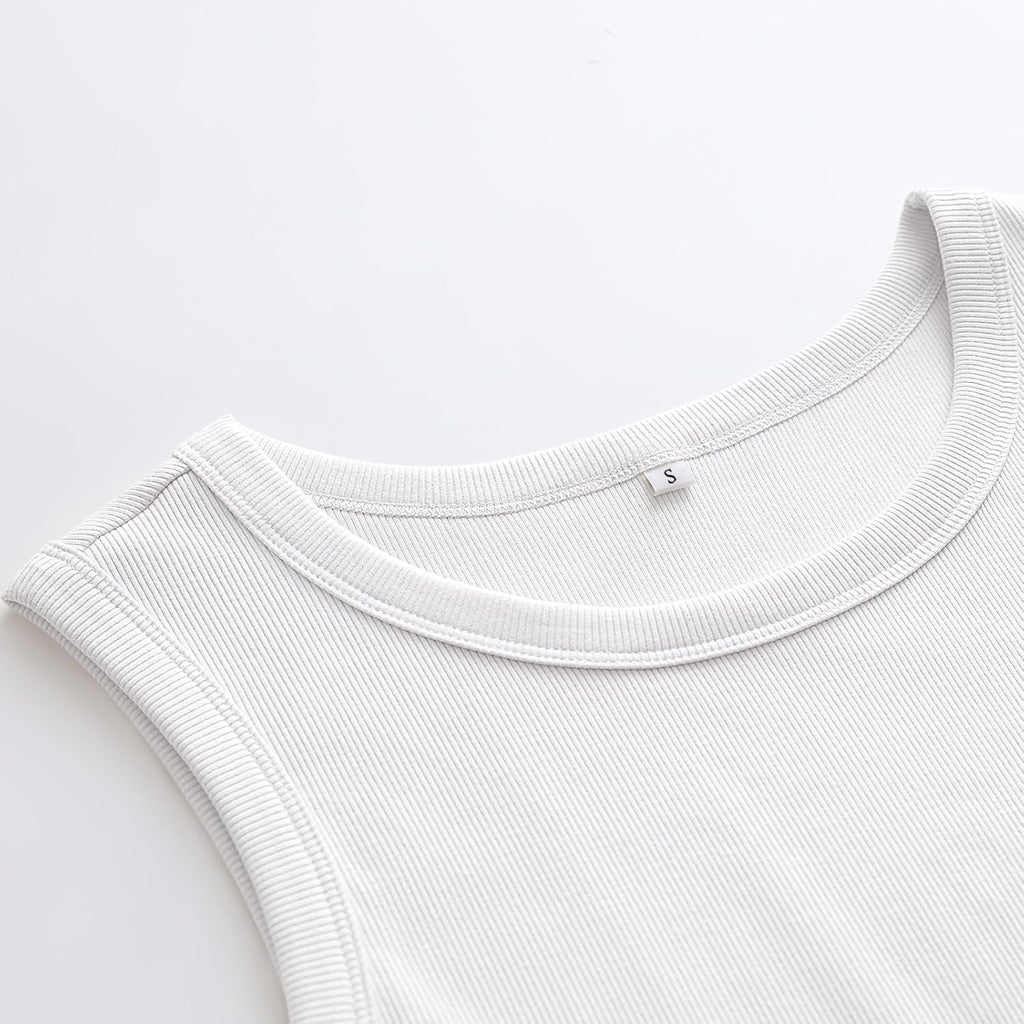Womens Sleeveless High Neck Tank Tops Fashion Summer Casual Basic Slim Fit Ribbed Racerback Top Shirt Clothes