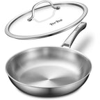 VocVoi Stainless Steel Pan, 12 Inch with Lid Stainless Steel Frying Pan, Non Toxic Tri-Ply Skillet, PFOA&PTFE Free, Oven and Dishwasher Safe, Induction Compatible