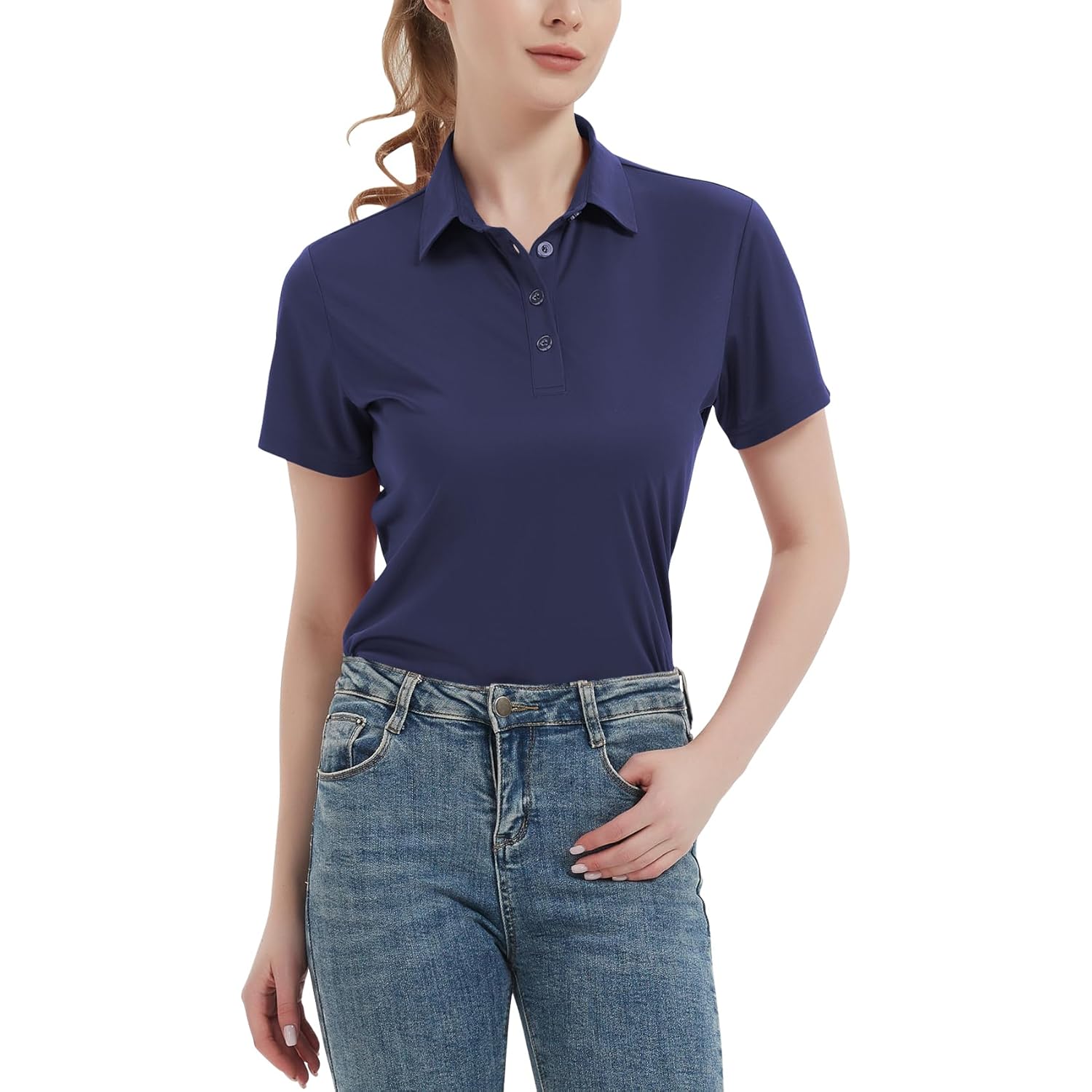 Women's Polo Shirts UPF 50+ Casual Sun Protection Work Quick Dry 4 Buttons Short Sleeve Collared Golf Shirt XS-3XL