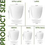 Utopia Home Plant Pots Indoor With Drainage Holes – Set Of 5 White Plastic Flower Pots (7/6.6/6/5.3/4.8 Inch) – Modern Planters For Indoor Plants, Room & Office Décor, Great Stocking Stuffers