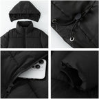 Puffit Women'S Cropped Puffer Jackets,Warm Winter Jacket With Removable Hood,Zipped Pockets,Short Ladies Quilted Coat