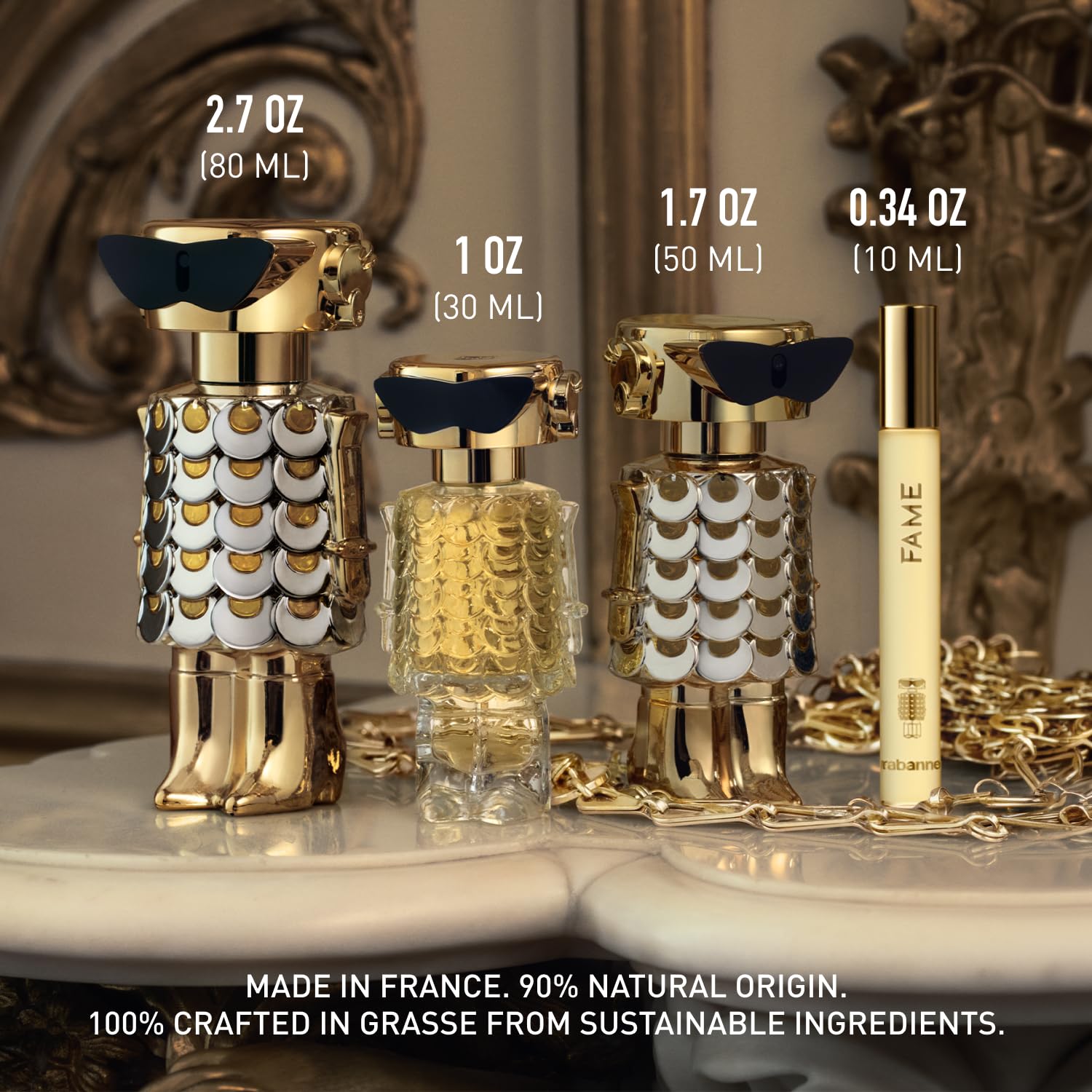 Rabanne Fame Eau de Parfum for Women - Fruity Floral Luxury Perfume with Mango, Jasmine & Incense - Long Lasting Refillable French Designer Fragrance Spray from Grasse