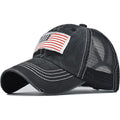 American Flag Baseball Cap High Ponytail Baseball Cap Adjustable Washed Vintage Cotton Denim Distressed Hat Unisex High Ponytail Usa-black