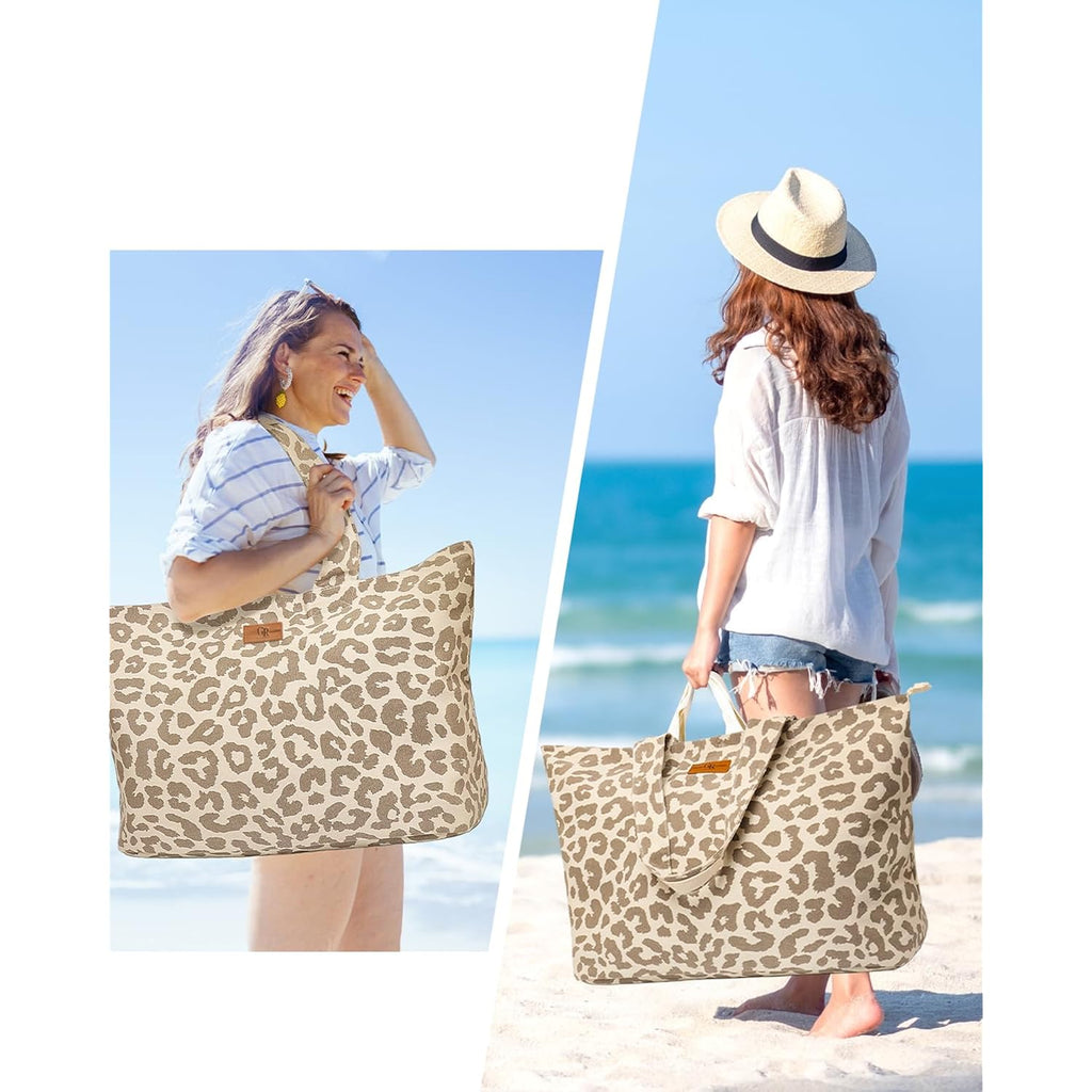 GLORIEROO Extra Large Beach Bag for Women - Sandproof Over-Size Carry On Beach Essentials Tote with 5 Pockets Gifts for Women