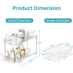 Vtopmart 4 Pack Bathroom Organizer, 2 Tier Clear Under Sink Organizers Vanity Countertop Storage Container,Cabinet Drawers Bins, Pull-Out Organization with Track for Pantry, Kitchen